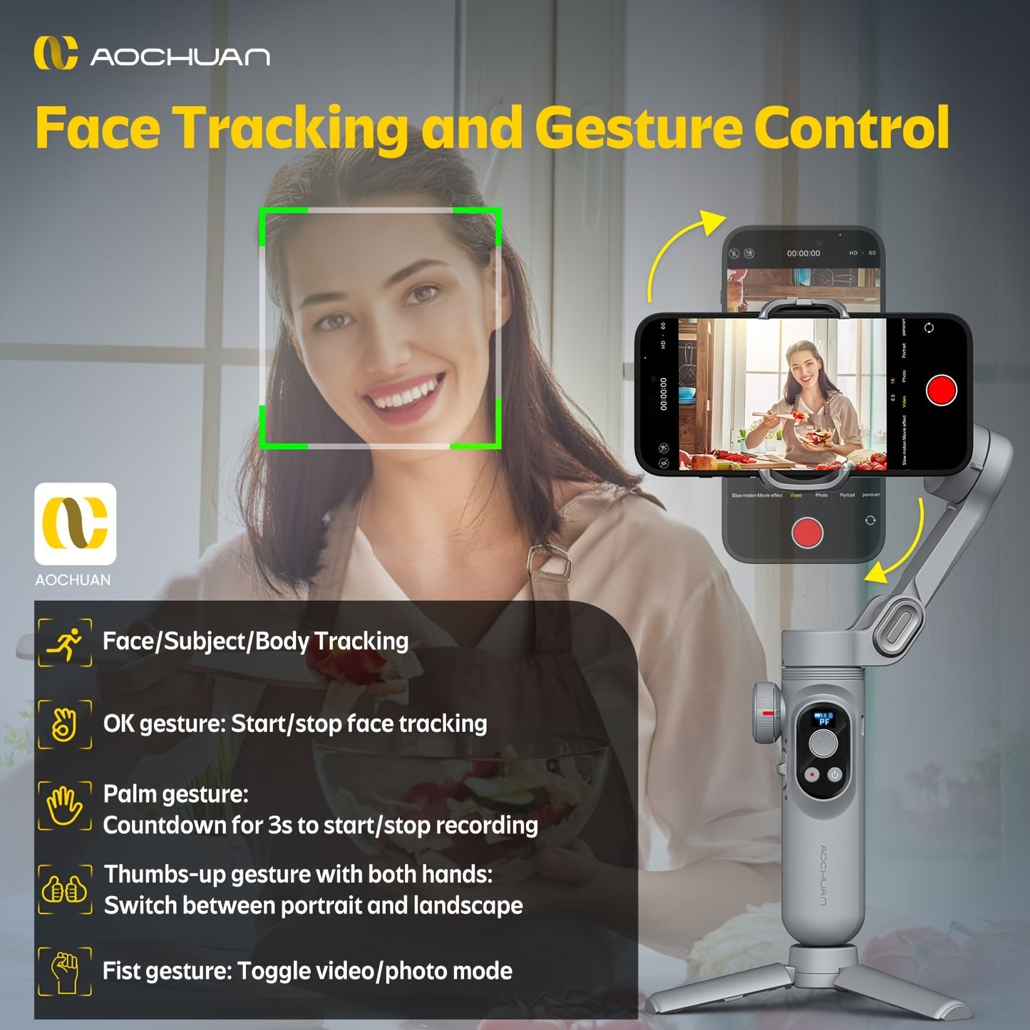 Ao Chuan Smart XPro Cell Phone Gimbal Mount Smart Shooting Outdoor Sports Vlog Three-legged Stabilizer Three-axis Anti-shake Stabilization Comes With A Three-step Fill Light Can Be Reversed Wireless Charging Support App Black - PYJ IT Solutions Online Shop