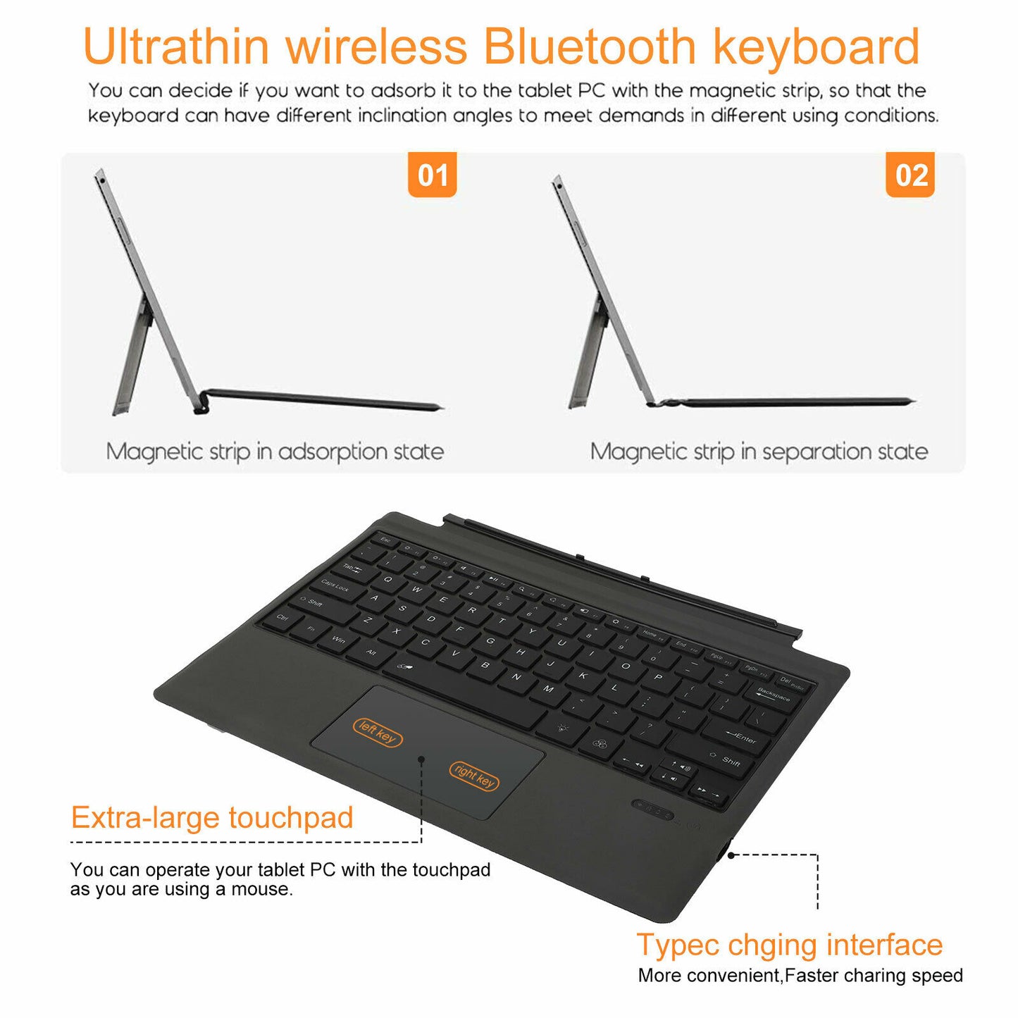 For Microsoft Surface Pro 3 4 5 6 7 Tablet Keyboard Ultra Slim Bluetooth-compatible Wireless Keyboard With Touchpad Backlit - PYJ IT Solutions Online Shop