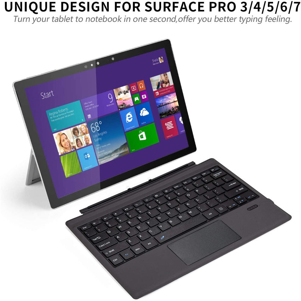 For Microsoft Surface Pro 3 4 5 6 7 Tablet Keyboard Ultra Slim Bluetooth-compatible Wireless Keyboard With Touchpad Backlit - PYJ IT Solutions Online Shop