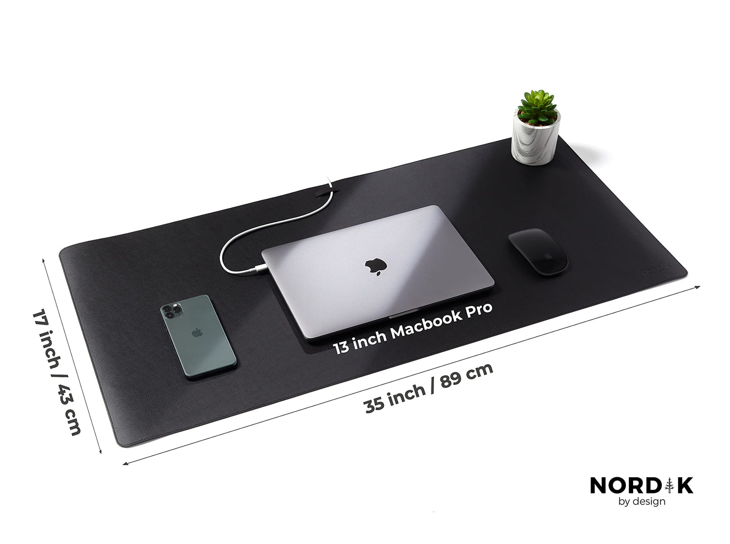 Nordik PU Leather Desk Mat Cable Organiser (Pebble Black 89 X 43 cm) Premium Extended Mouse Mat for Home Office Accessories - Felt Vegan Large Leather Desk Pad Protector & Desk Blotter Pads Decor Mousepad - PYJ IT Solutions Online Shop