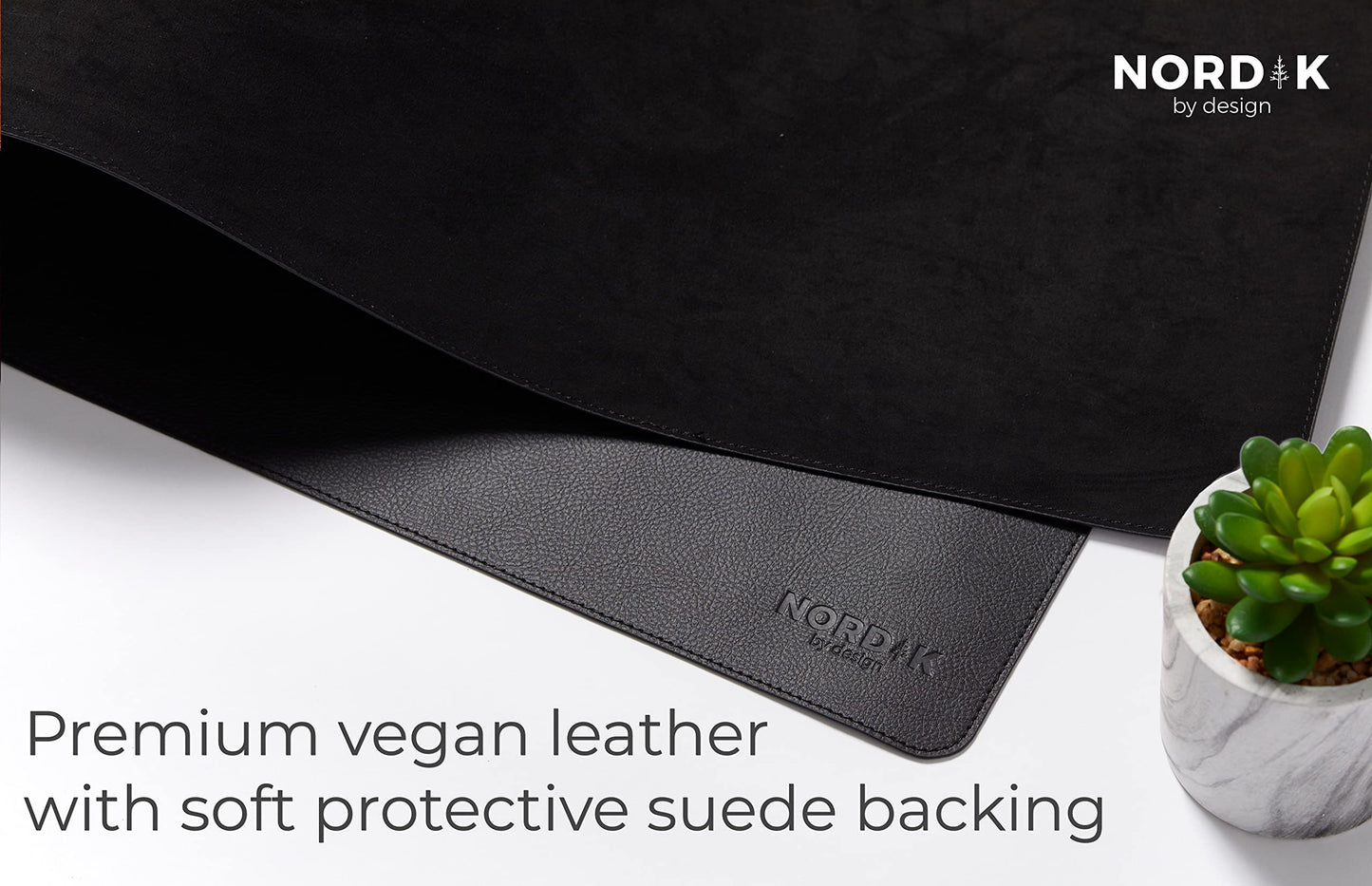 Nordik PU Leather Desk Mat Cable Organiser (Pebble Black 89 X 43 cm) Premium Extended Mouse Mat for Home Office Accessories - Felt Vegan Large Leather Desk Pad Protector & Desk Blotter Pads Decor Mousepad - PYJ IT Solutions Online Shop