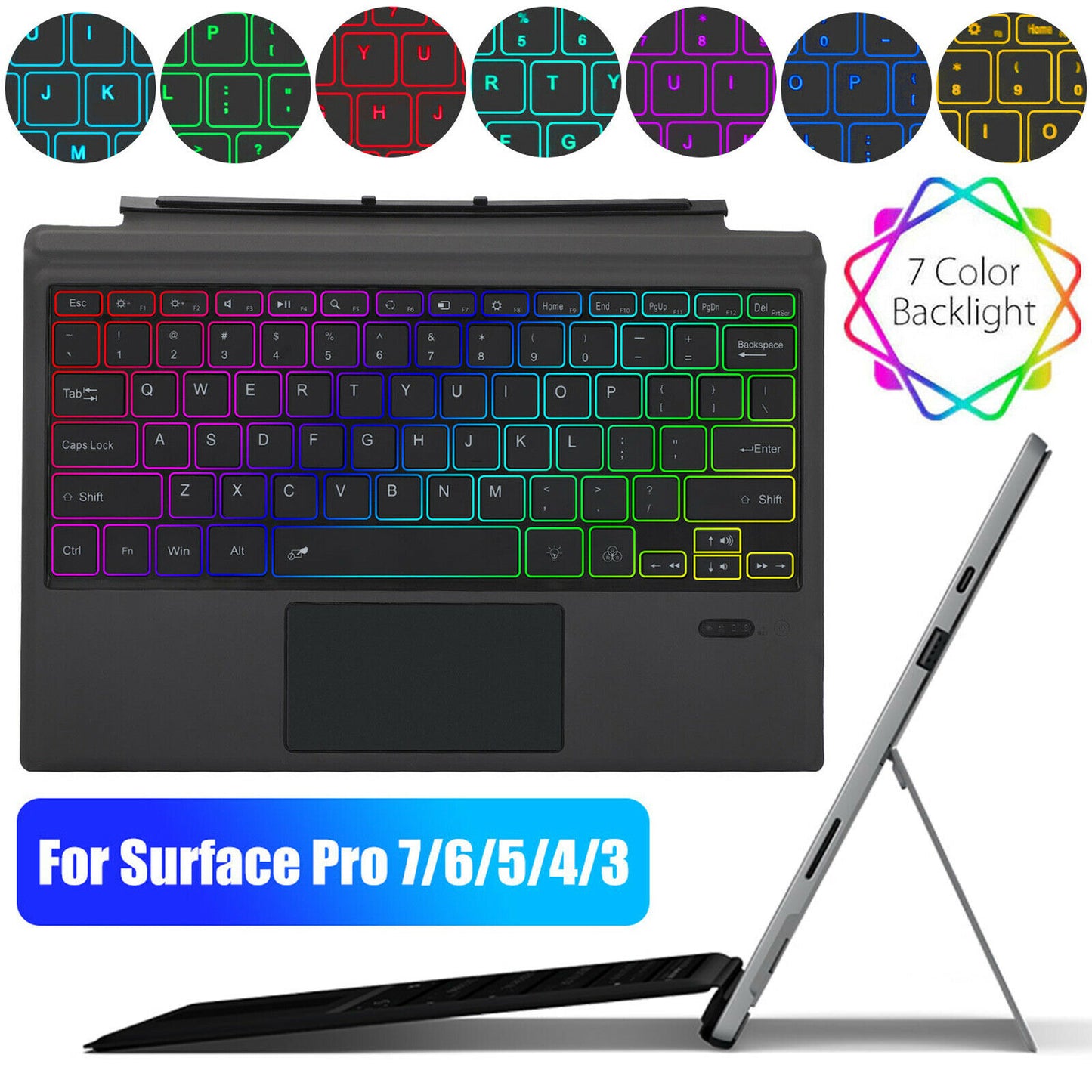For Microsoft Surface Pro 3 4 5 6 7 Tablet Keyboard Ultra Slim Bluetooth-compatible Wireless Keyboard With Touchpad Backlit - PYJ IT Solutions Online Shop