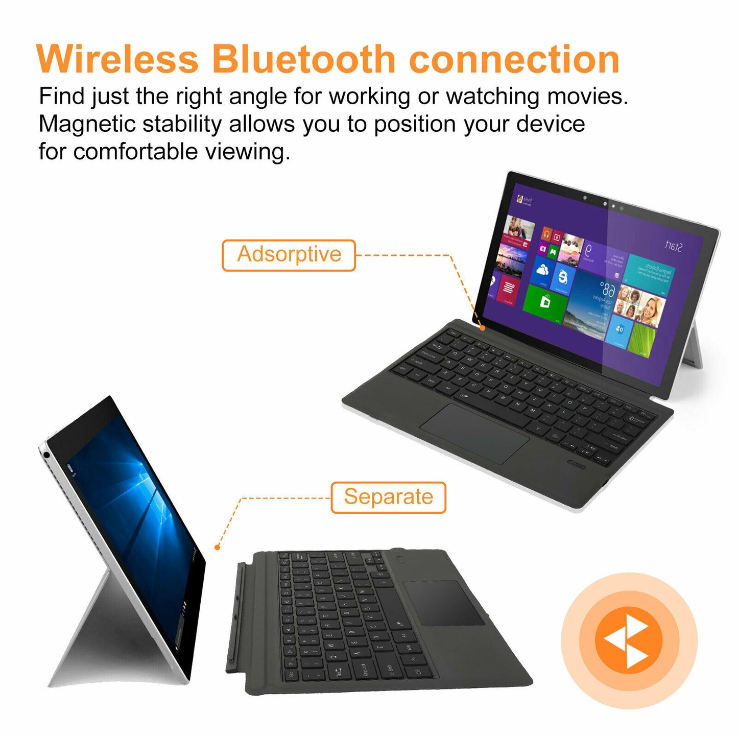 For Microsoft Surface Pro 3 4 5 6 7 Tablet Keyboard Ultra Slim Bluetooth-compatible Wireless Keyboard With Touchpad Backlit - PYJ IT Solutions Online Shop