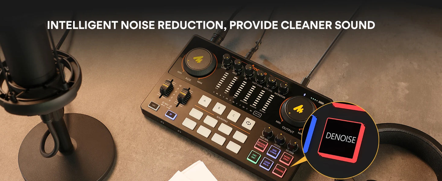 Maono AME2 Audio Interface Sound Card DJ Mixer All in One Portable Podcast Studio for Recording,Live Streaming,Youtube,Guitar,PC - PYJ IT Solutions Online Shop