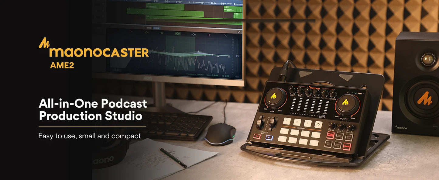 Maono AME2 Audio Interface Sound Card DJ Mixer All in One Portable Podcast Studio for Recording,Live Streaming,Youtube,Guitar,PC - PYJ IT Solutions Online Shop