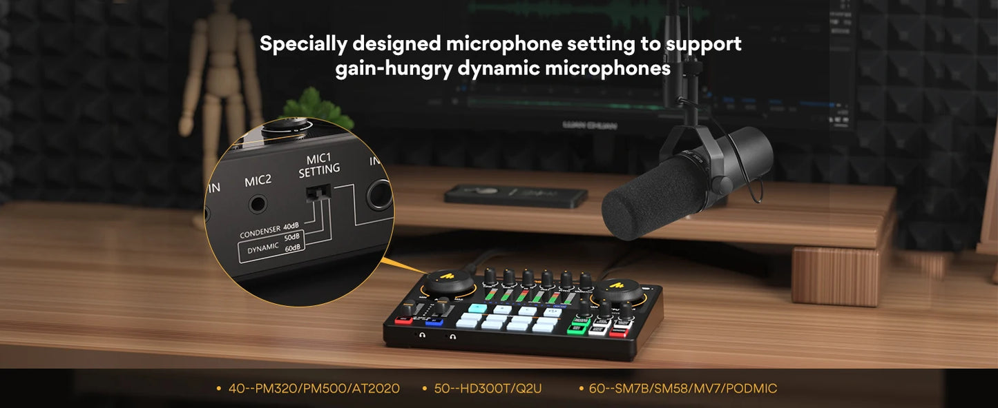 Maono AME2 Audio Interface Sound Card DJ Mixer All in One Portable Podcast Studio for Recording,Live Streaming,Youtube,Guitar,PC - PYJ IT Solutions Online Shop