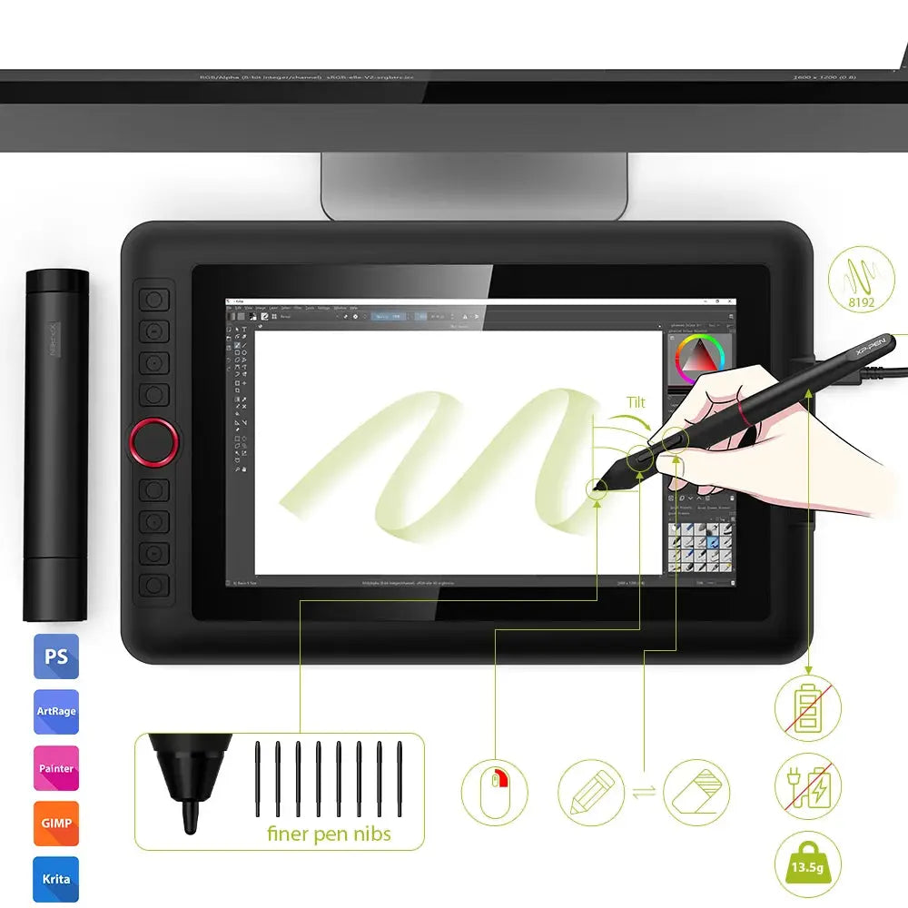 XPPen Artist 12 Pro 11.6 Inches Graphics Tablet Drawing Tablet Monitor Display Animation Digital Art with Tilt 8192 Pressure - PYJ IT Solutions Online Shop