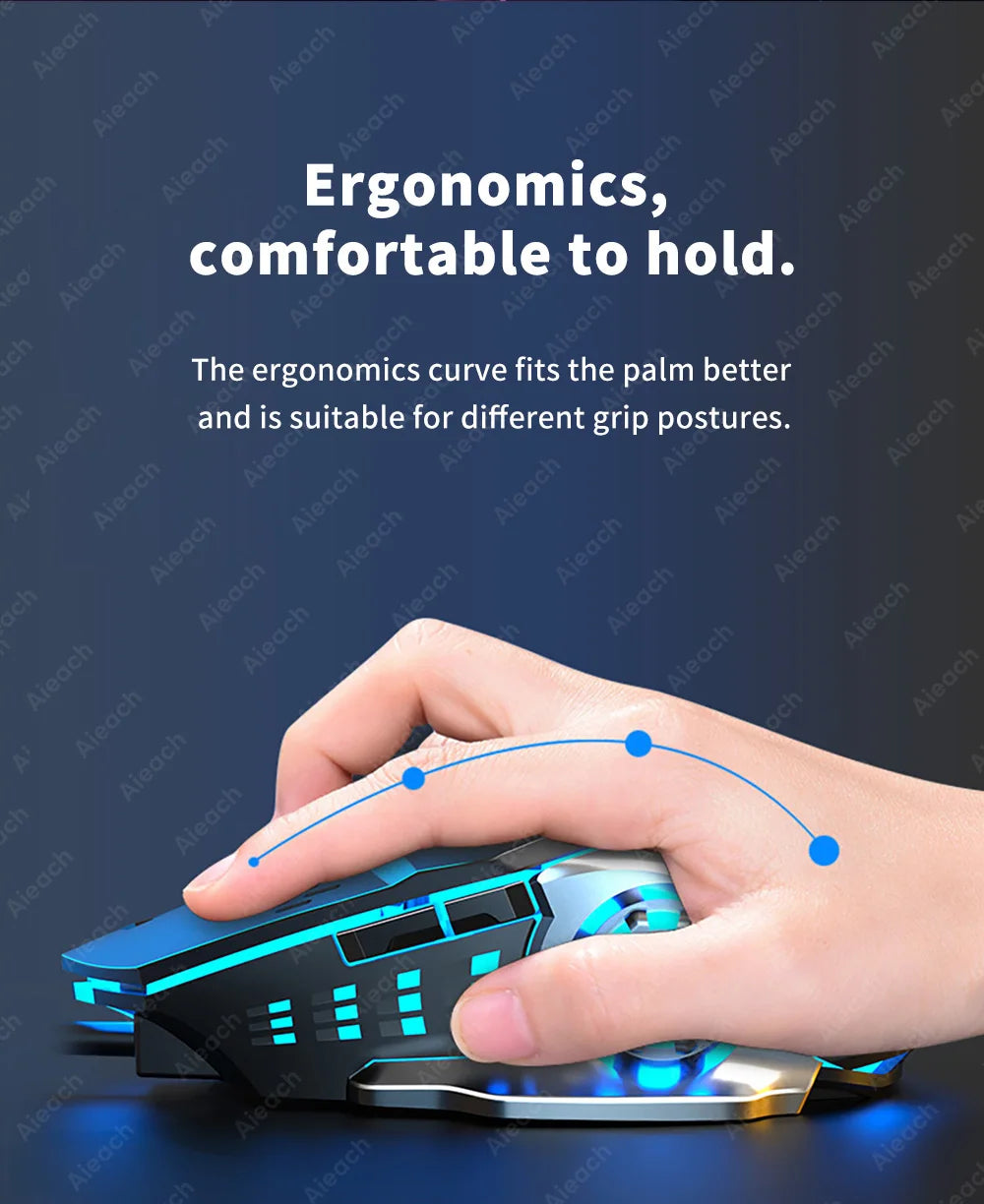 AIEACH Bluetooth Mouse Gaming Computer Rechargeable Wireless Mouse USB Mechanical E-Sports Backlight PC Gamer Mouse For Computer - PYJ IT Solutions Online Shop