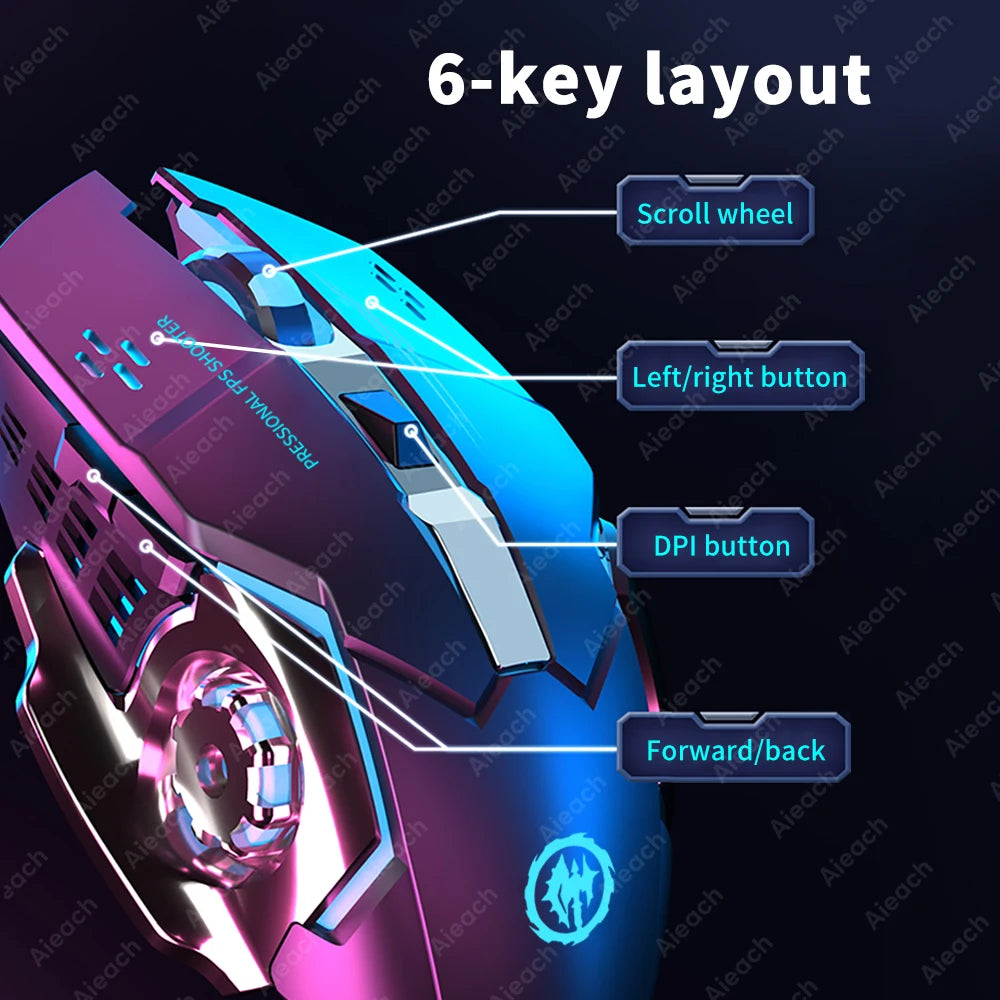 AIEACH Bluetooth Mouse Gaming Computer Rechargeable Wireless Mouse USB Mechanical E-Sports Backlight PC Gamer Mouse For Computer - PYJ IT Solutions Online Shop