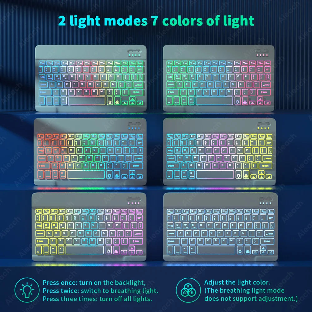 Keyboard For Tablet Android iOS Windows Wireless Mouse Keyboard Bluetooth-compatible Rainbow Backlit Keyboard For iPad Phone - PYJ IT Solutions Online Shop