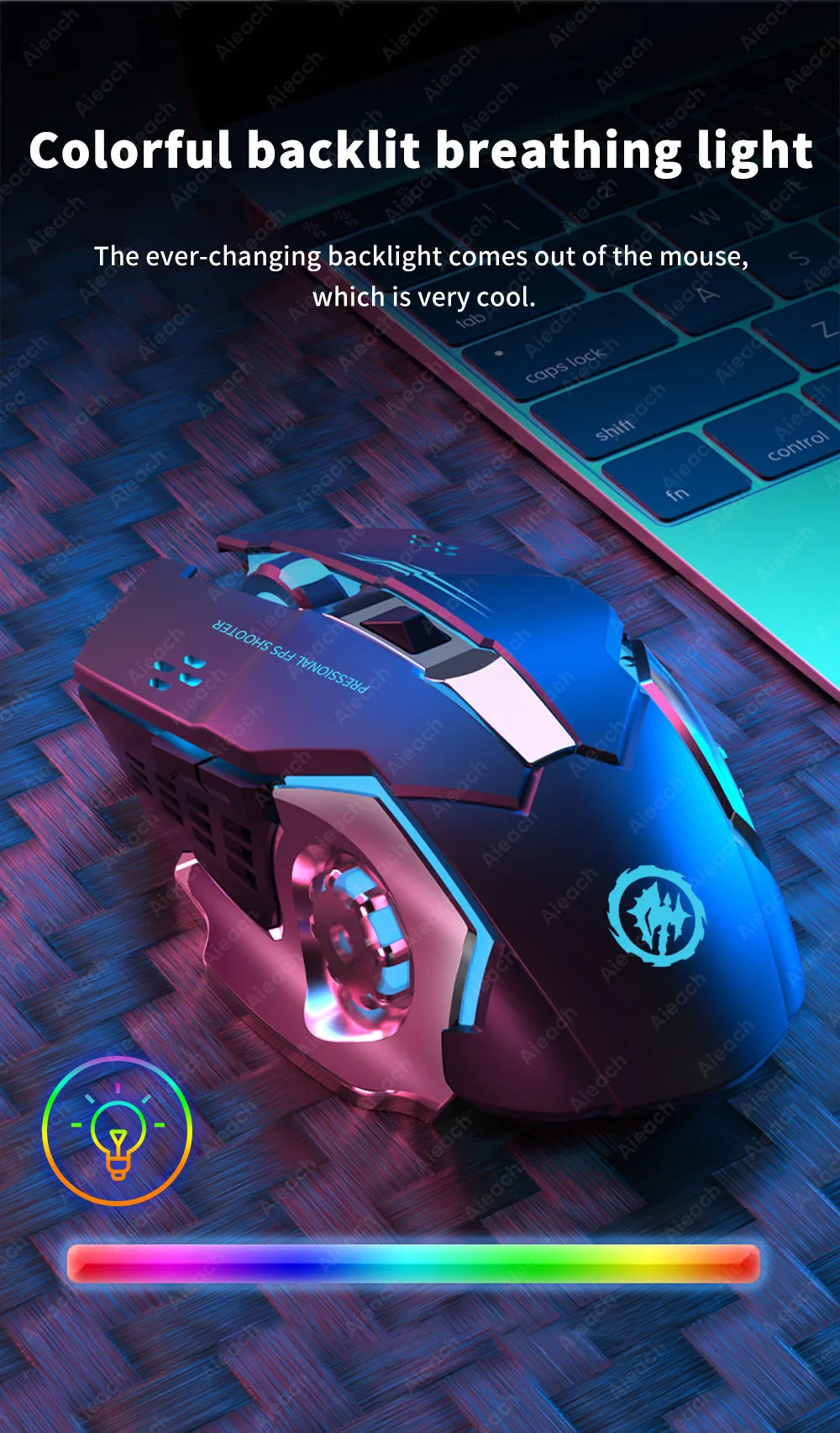 AIEACH Bluetooth Mouse Gaming Computer Rechargeable Wireless Mouse USB Mechanical E-Sports Backlight PC Gamer Mouse For Computer - PYJ IT Solutions Online Shop