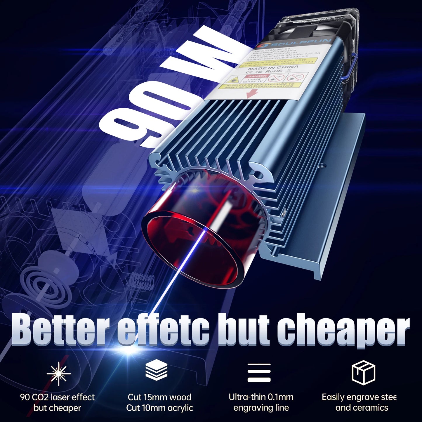 SCULPFUN S9 Laser Engraving Machine Ultra-thin Laser Beam Shaping Technology High-precision Wood Acrylic Laser Engraving - PYJ IT Solutions Online Shop