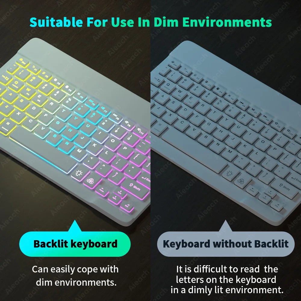 Keyboard For Tablet Android iOS Windows Wireless Mouse Keyboard Bluetooth-compatible Rainbow Backlit Keyboard For iPad Phone - PYJ IT Solutions Online Shop