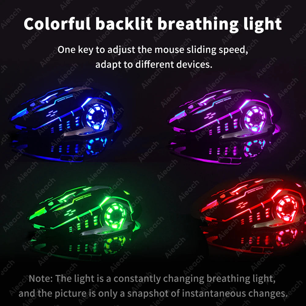 AIEACH Bluetooth Mouse Gaming Computer Rechargeable Wireless Mouse USB Mechanical E-Sports Backlight PC Gamer Mouse For Computer - PYJ IT Solutions Online Shop
