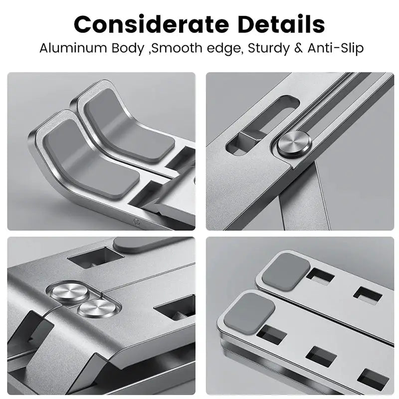 Aluminum Alloy Laptop Holder Stand Adjustable Foldable Portable for Notebook Computer Bracket Lifting Cooling Holder Non - slip - PYJ IT Solutions Online Shop