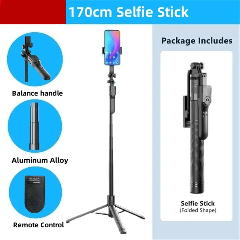 COOL DIER New 1.7M Wireless Selfie Stick Tripod Foldable Stand For Gopro Action Cameras Smartphones Balance Steady Shooting Live - PYJ IT Solutions Online Shop