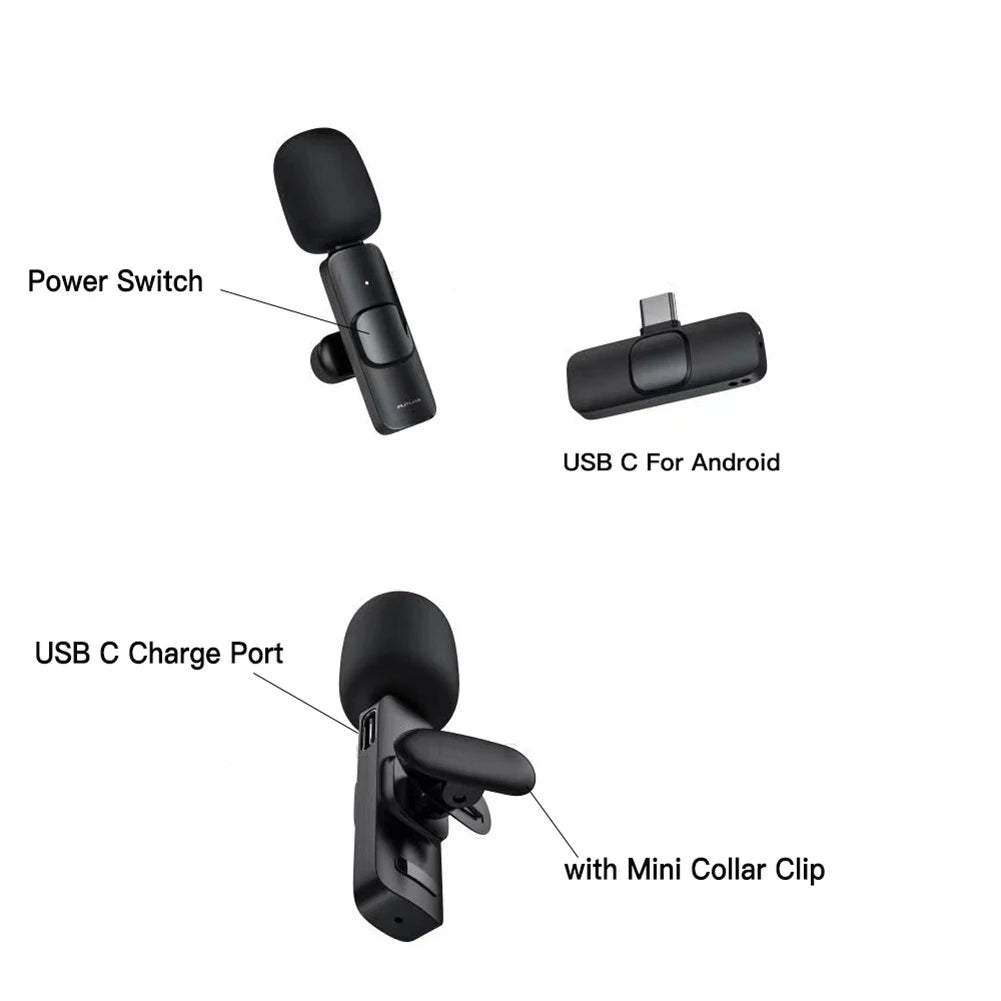 New Wireless Lavalier Microphone Professional Lapel Noise Reduction Wireless Lavalier Microphones For Video Recording Interview - PYJ IT Solutions Online Shop
