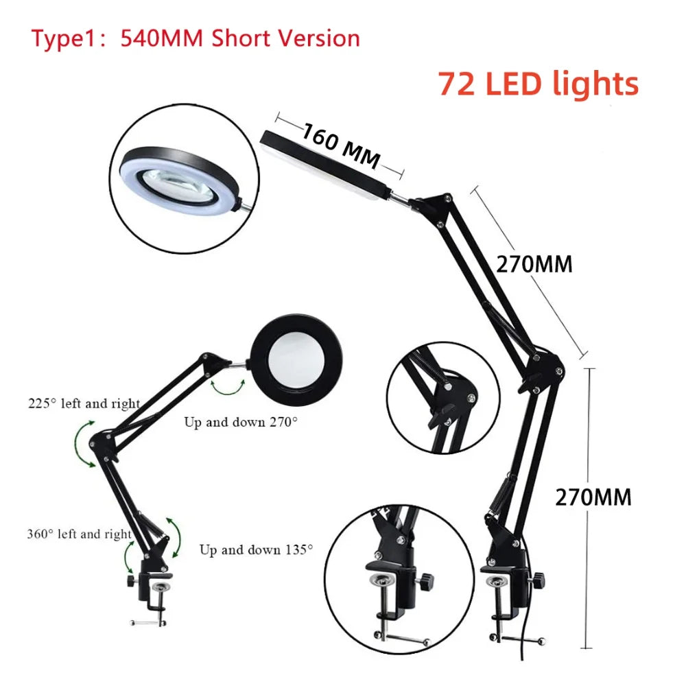 72LED 8X/10X NEW Illuminated Magnifier USB 3 Colors LED Magnifying Glass for Soldering Iron Repair/Table Lamp/Skincare Beauty - PYJ IT Solutions Online Shop