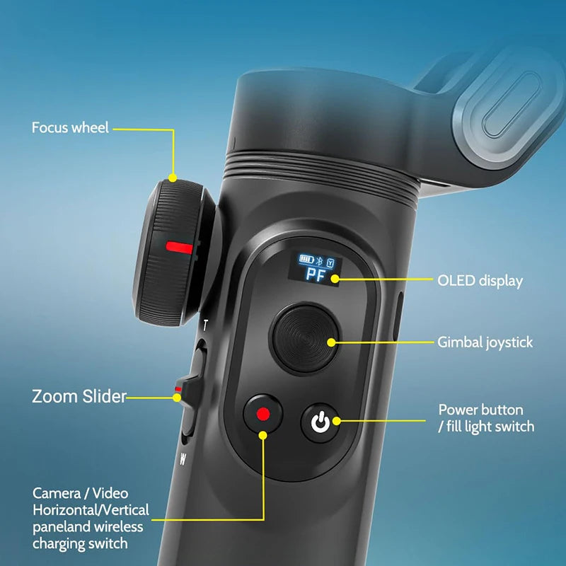 Smart X Pro 3-Axis Handheld Gimbal Stabilizer Wireless Charging LED Display For iPhone Android Selfie Stick Phone Stabilizer - PYJ IT Solutions Online Shop
