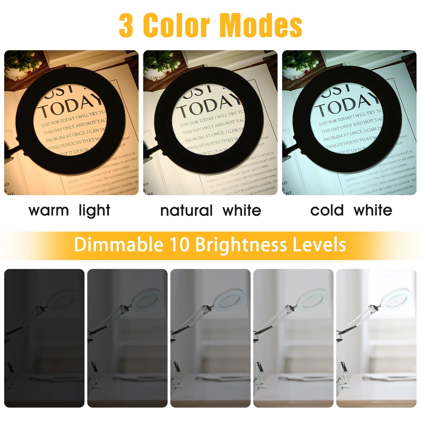 72LED 8X/10X NEW Illuminated Magnifier USB 3 Colors LED Magnifying Glass for Soldering Iron Repair/Table Lamp/Skincare Beauty - PYJ IT Solutions Online Shop