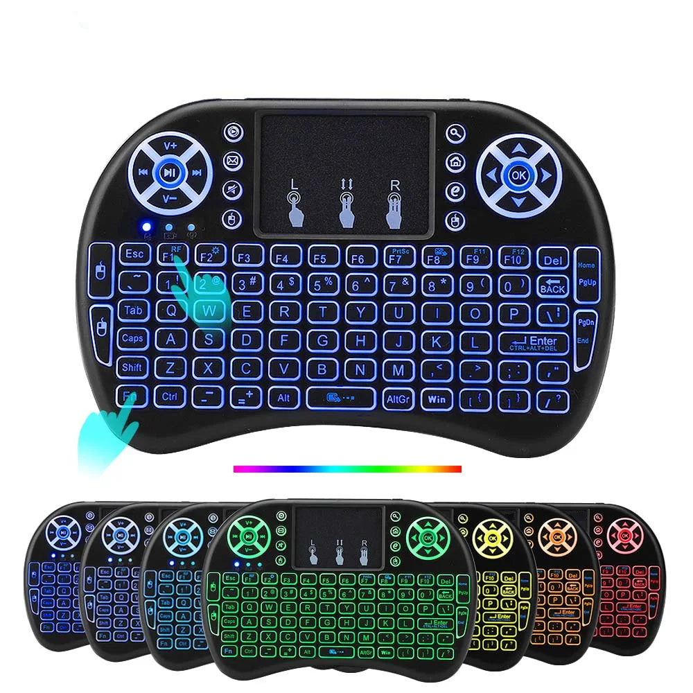 Backlit Mini Wireless Keyboard Spanish French Azerty Russian Portuguese Brazil Language Air Mouse With Touchpad N RGB PC TV Box - PYJ IT Solutions Online Shop
