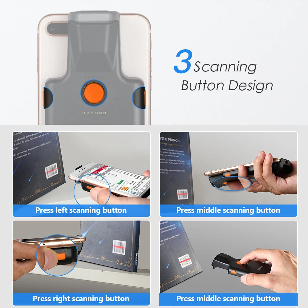 Eyoyo Portable 1D/2D Back Clip Bluetooth Barcode Reader Works With Phone,QR Image Maxicode PDF417 Screen Scanner 1600mAh Battery - PYJ IT Solutions Online Shop