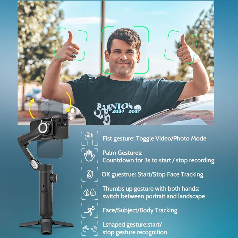 Smart X Pro 3-Axis Handheld Gimbal Stabilizer Wireless Charging LED Display For iPhone Android Selfie Stick Phone Stabilizer - PYJ IT Solutions Online Shop