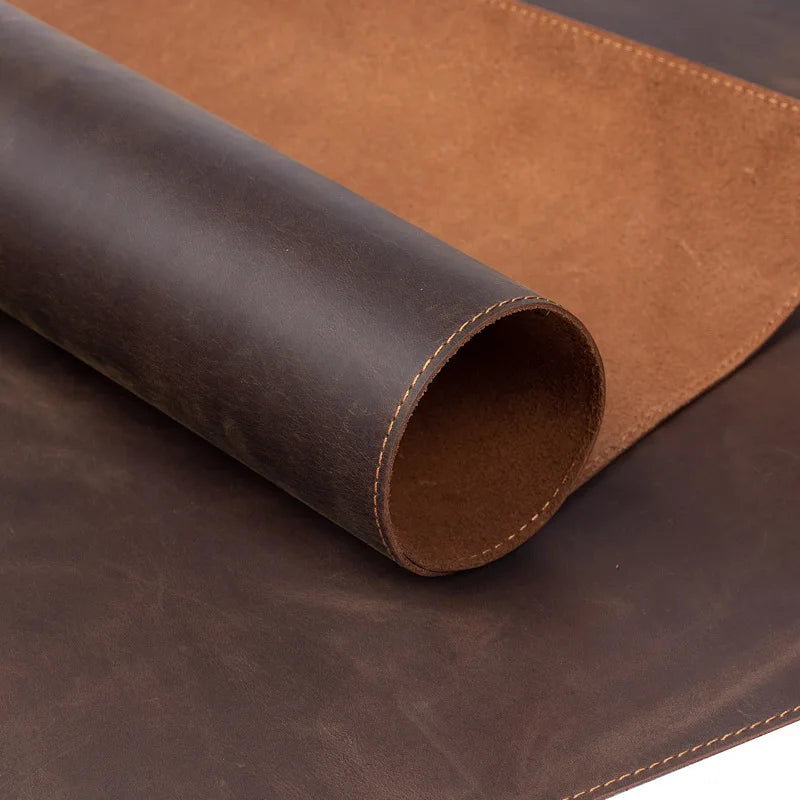 Large Big Size Brown Genuine Crazy Horse Leather Gaming Mouse Pad Computer Carpet Desk Keyboard Mat Cover Non-Slip High Quality - PYJ IT Solutions Online Shop