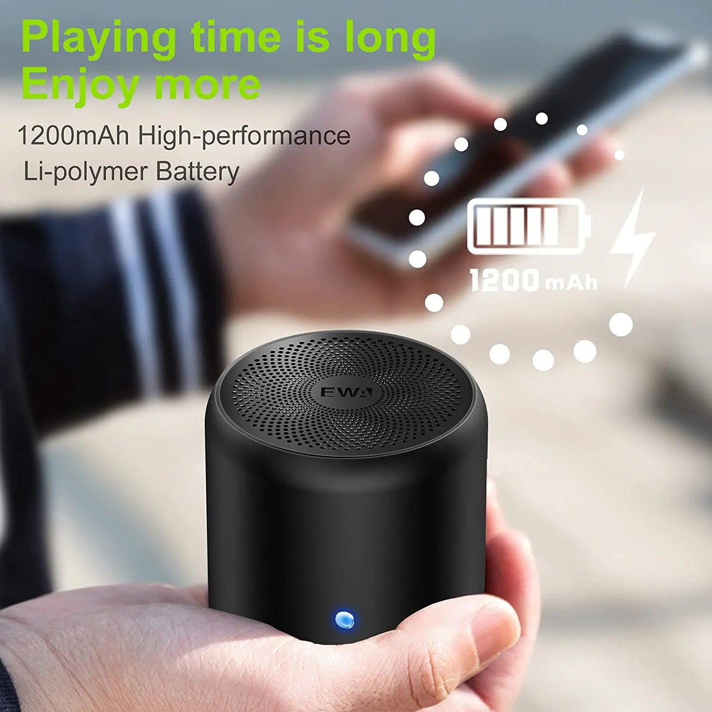 EWA A106Max Portable Bluetooth Waterproof Speaker 8W StormBox Blast Outdoor Wireless Speaker Dual Stereo Party Camping Speaker 1200 mAh 4H Playtime - PYJ IT Solutions Online Shop