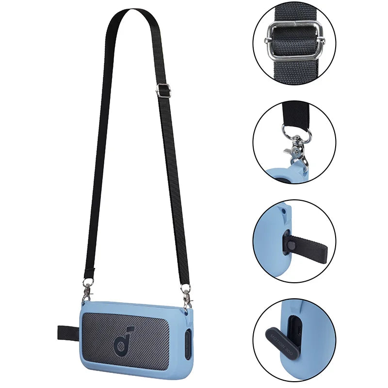 Newest Soft Silicone Outdoor Travel Case Cover With Shoulder Strap for Anker Soundcore Motion 300 Wireless Bluetooth Speaker - PYJ IT Solutions Online Shop