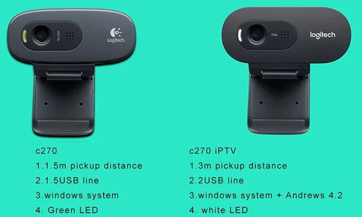 Logitech Original C270 Desktop Computer Notebook C270i iptv Free Drive Online Course Webcam Video Chat Recording USB Camera HD - PYJ IT Solutions Online Shop