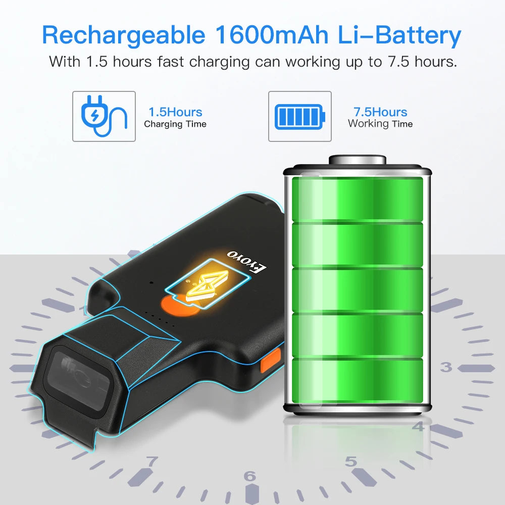 Eyoyo Portable 1D/2D Back Clip Bluetooth Barcode Reader Works With Phone,QR Image Maxicode PDF417 Screen Scanner 1600mAh Battery - PYJ IT Solutions Online Shop