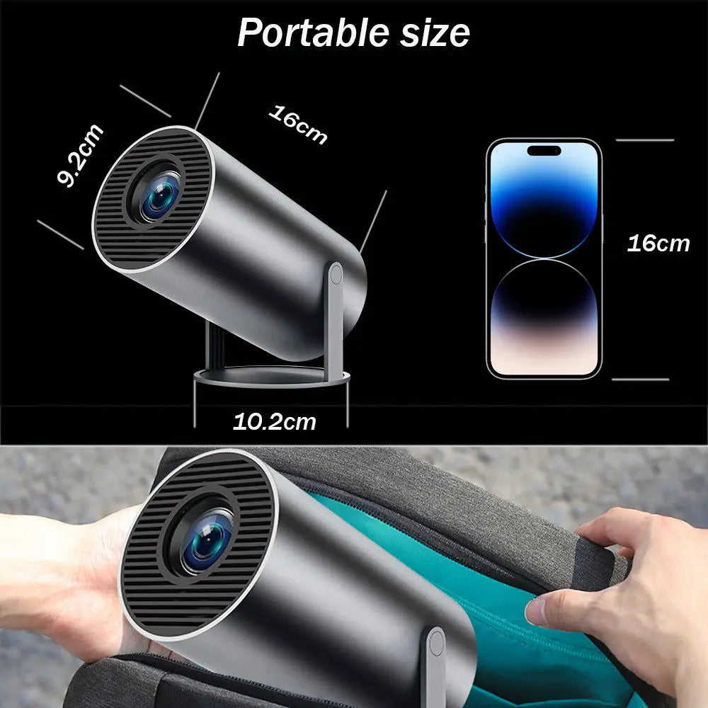 Ditong Mini projector 1080p support with 270°rotating bracket 300 ANSI 5G WiFi Bluetooth Auto Keystone Home Projector hy300 plus - PYJ IT Solutions Online Shop