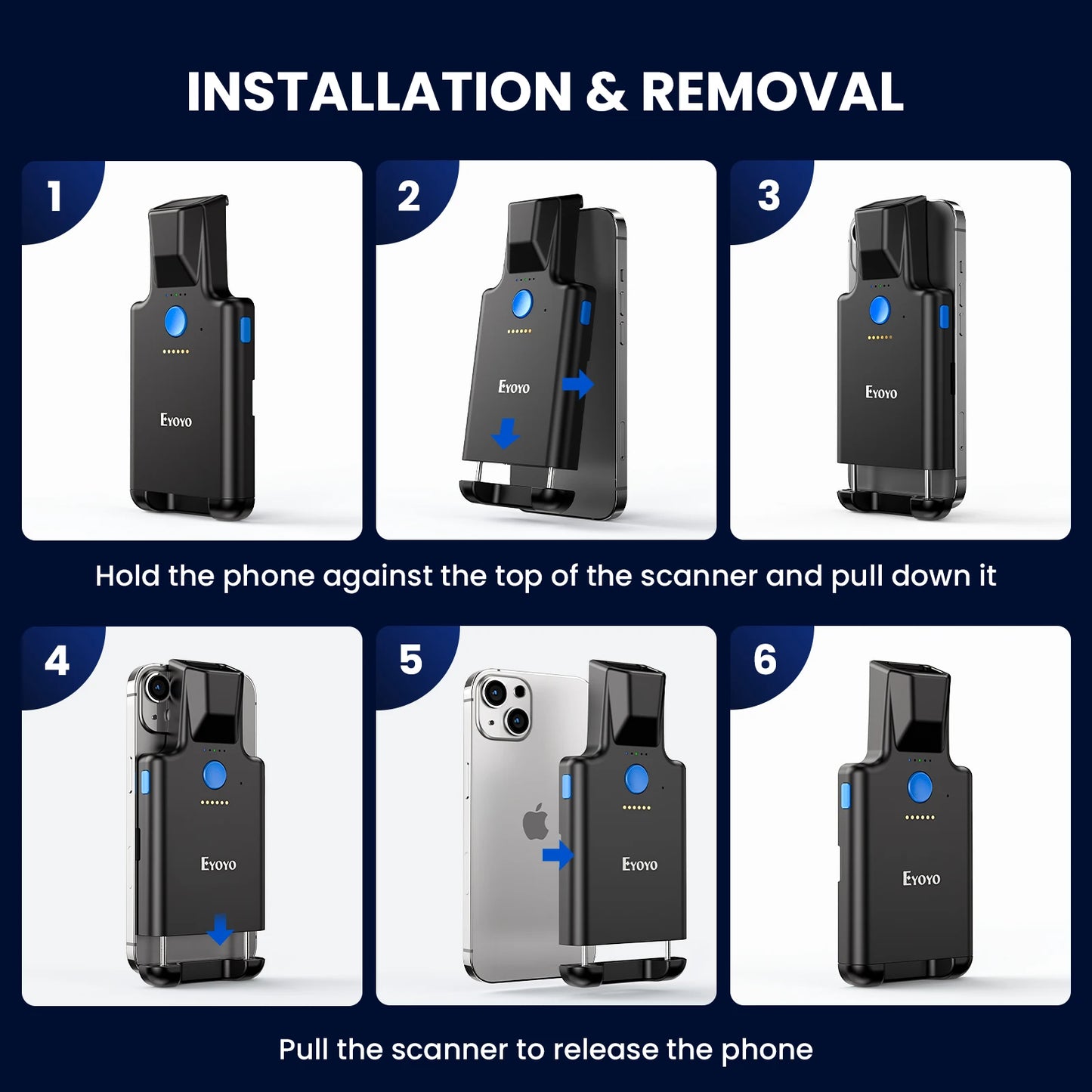 Eyoyo Portable 1D/2D Back Clip Bluetooth Barcode Reader Works With Phone,QR Image Maxicode PDF417 Screen Scanner 1600mAh Battery - PYJ IT Solutions Online Shop