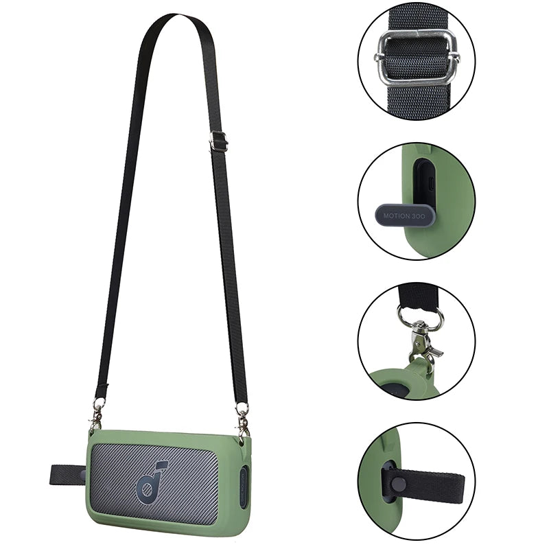 Newest Soft Silicone Outdoor Travel Case Cover With Shoulder Strap for Anker Soundcore Motion 300 Wireless Bluetooth Speaker - PYJ IT Solutions Online Shop