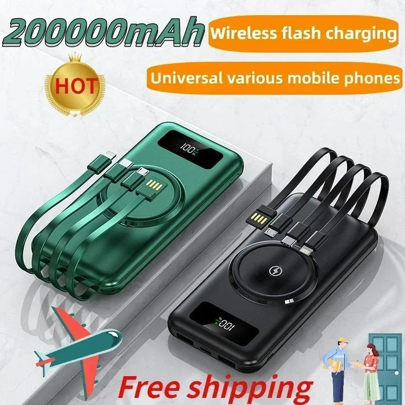 New 200000 mAh charging treasure mobile power portable four-in-one mobile power supply with its own line - PYJ IT Solutions Online Shop