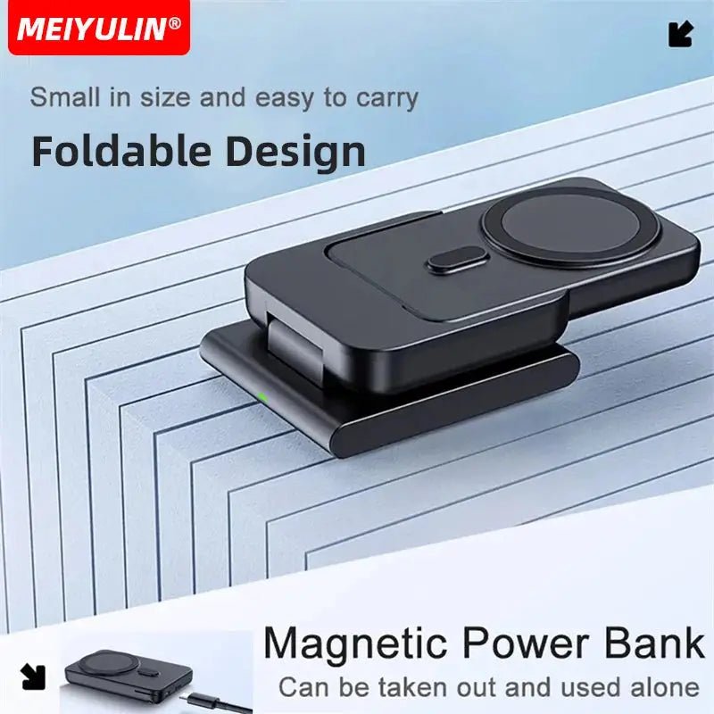 10000mAh Magnetic Power Bank 3 in 1 Wireless Fast Charger Stand External Auxiliary Battery For Magsafe iPhone Apple Watch - PYJ IT Solutions Online Shop