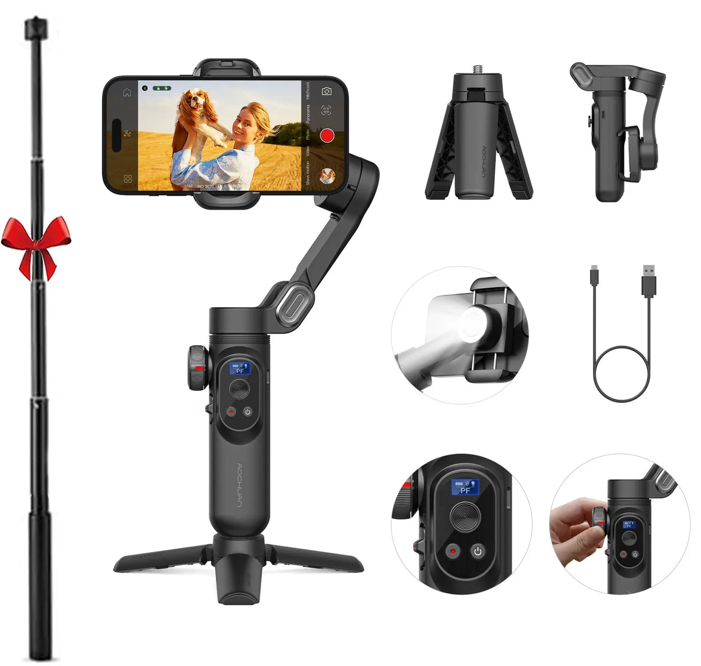 Smart X Pro 3-Axis Handheld Gimbal Stabilizer Wireless Charging LED Display For iPhone Android Selfie Stick Phone Stabilizer - PYJ IT Solutions Online Shop