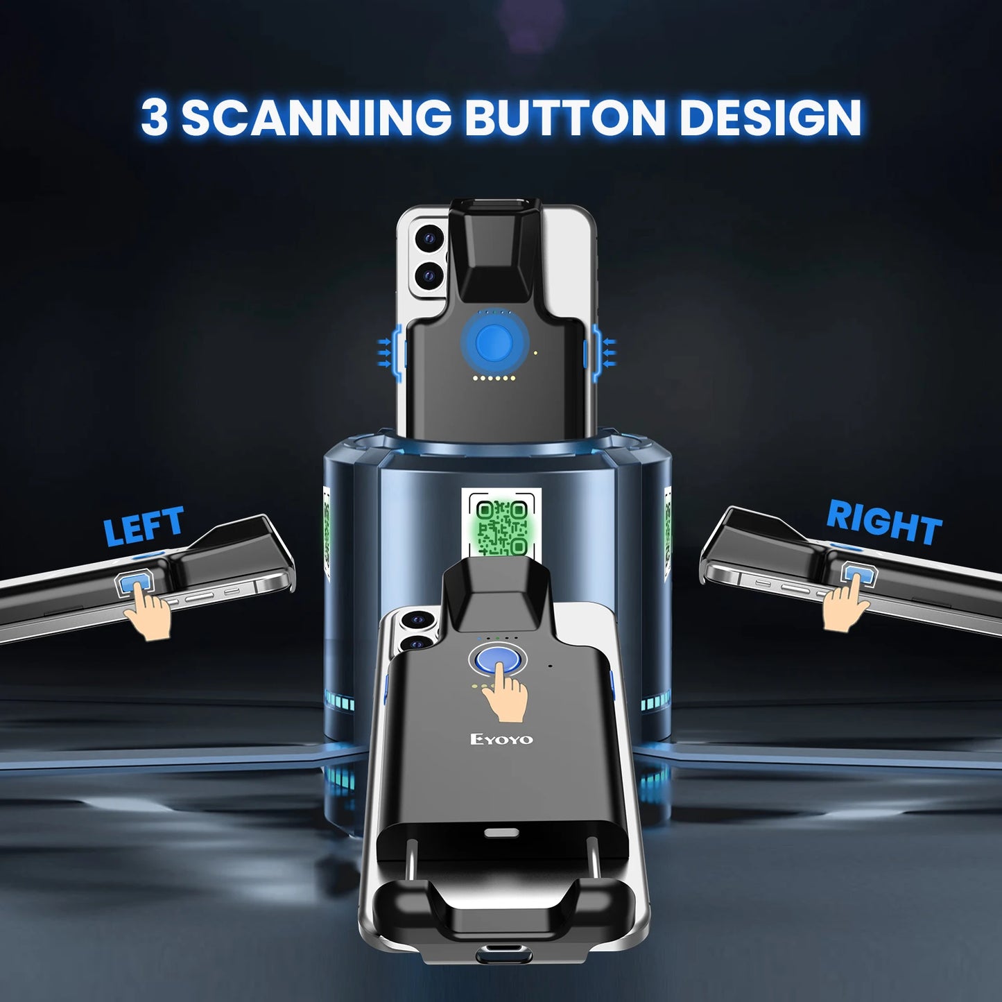 Eyoyo Portable 1D/2D Back Clip Bluetooth Barcode Reader Works With Phone,QR Image Maxicode PDF417 Screen Scanner 1600mAh Battery - PYJ IT Solutions Online Shop