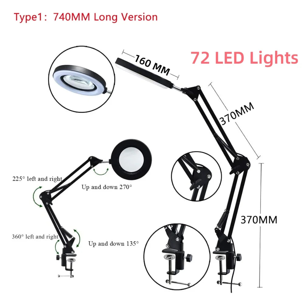 72LED 8X/10X NEW Illuminated Magnifier USB 3 Colors LED Magnifying Glass for Soldering Iron Repair/Table Lamp/Skincare Beauty - PYJ IT Solutions Online Shop