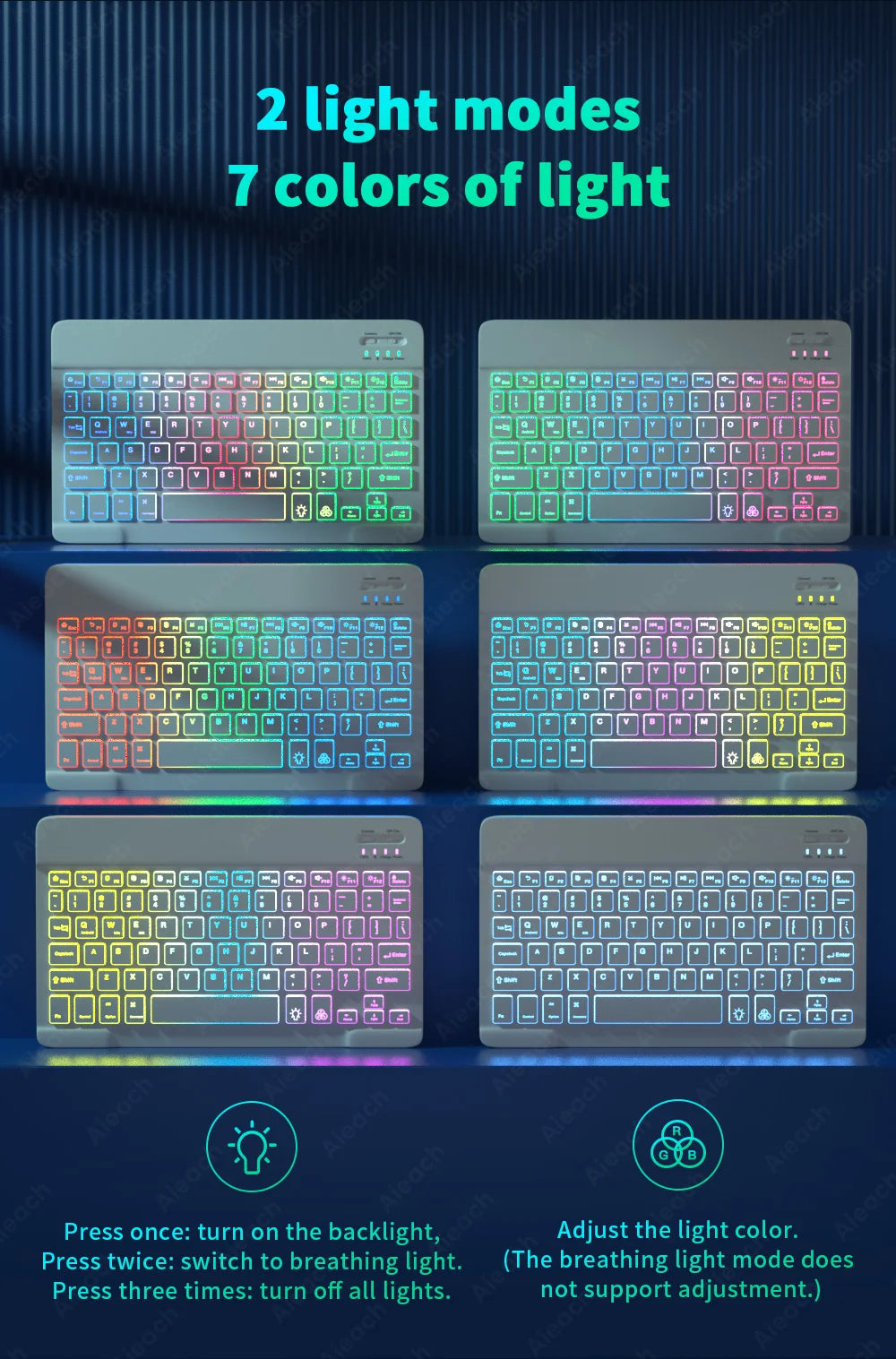 Keyboard For Tablet Android iOS Windows Wireless Mouse Keyboard Bluetooth-compatible Rainbow Backlit Keyboard For iPad Phone - PYJ IT Solutions Online Shop