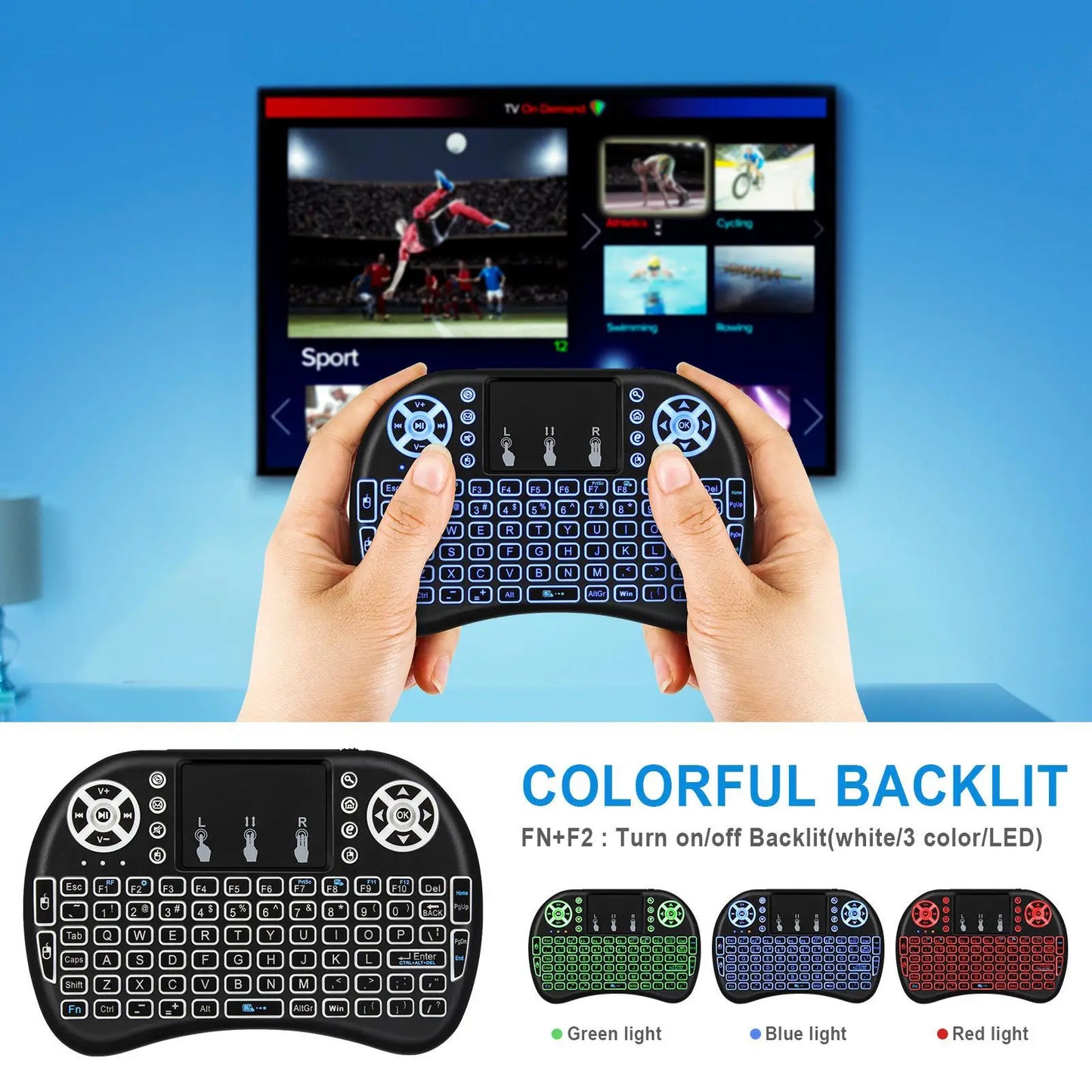 Backlit Mini Wireless Keyboard Spanish French Azerty Russian Portuguese Brazil Language Air Mouse With Touchpad N RGB PC TV Box - PYJ IT Solutions Online Shop