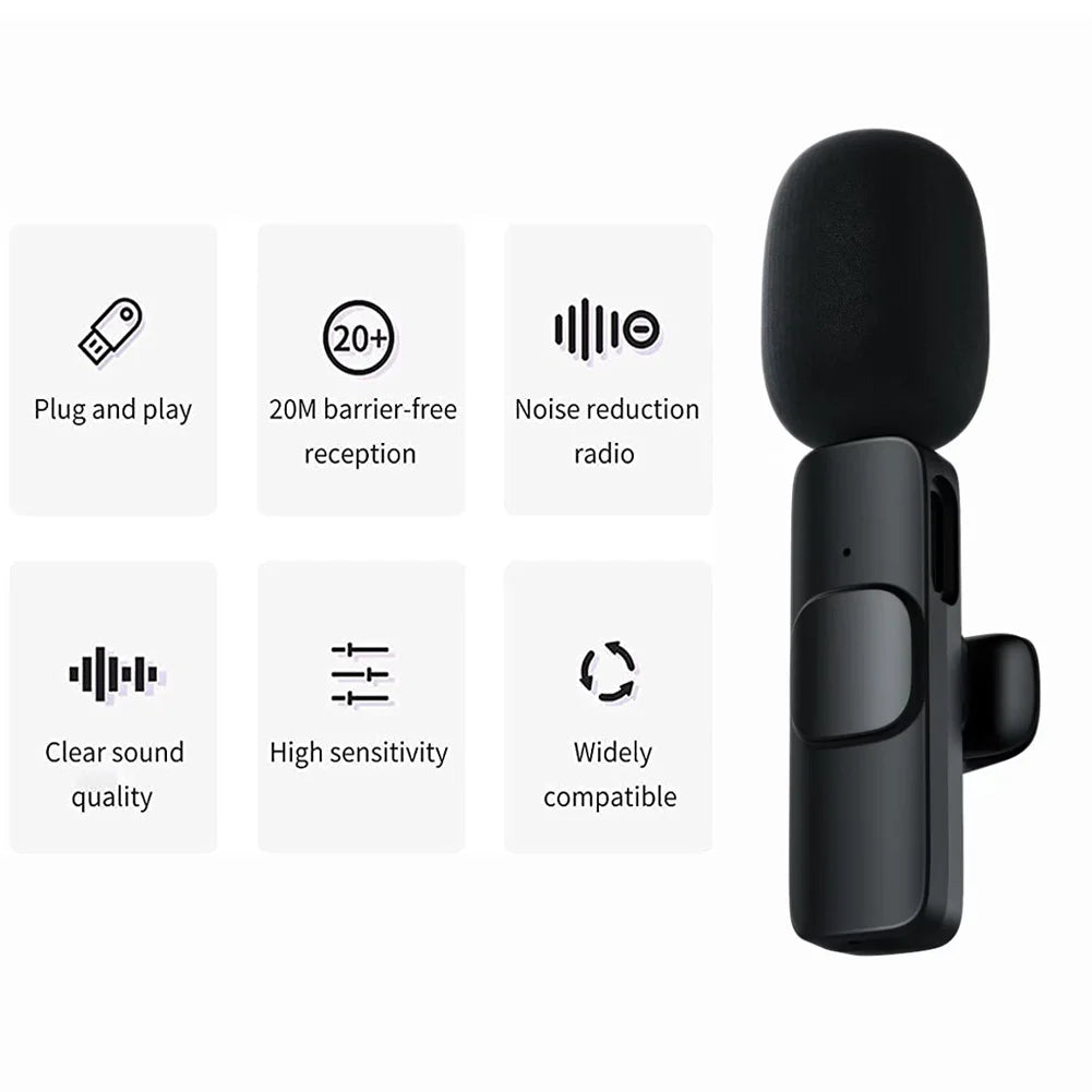 New Wireless Lavalier Microphone Professional Lapel Noise Reduction Wireless Lavalier Microphones For Video Recording Interview - PYJ IT Solutions Online Shop