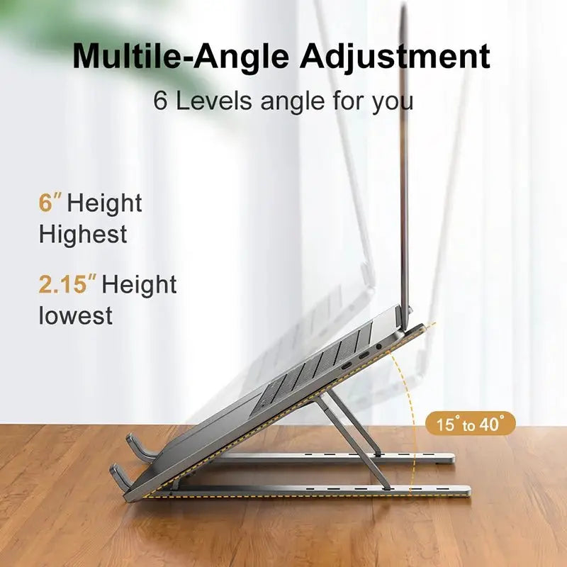 Aluminum Alloy Laptop Holder Stand Adjustable Foldable Portable for Notebook Computer Bracket Lifting Cooling Holder Non - slip - PYJ IT Solutions Online Shop