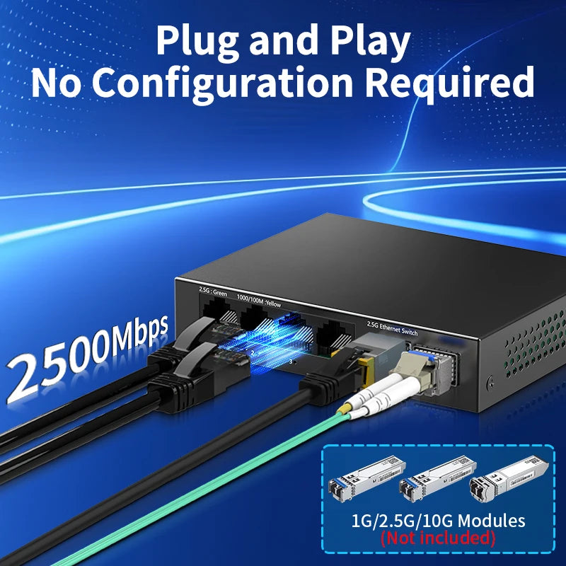 HORACO 2.5GbE Switch 2.5GBASE-T 4 Port 2.5G RJ45 with 2 Port 10G SFP+ Fanless Plug and Play Network Switch Desktop Wall Mounted - PYJ IT Solutions Online Shop