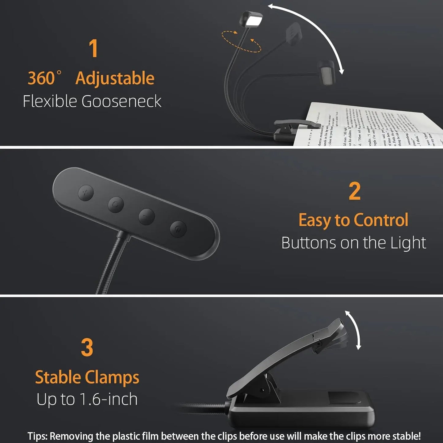 14Leds Book Light USB Rechargeable Reading Light Warm Cool White Daylight Portable Flexible Easy Clip Night Reading Lamp - PYJ IT Solutions Online Shop