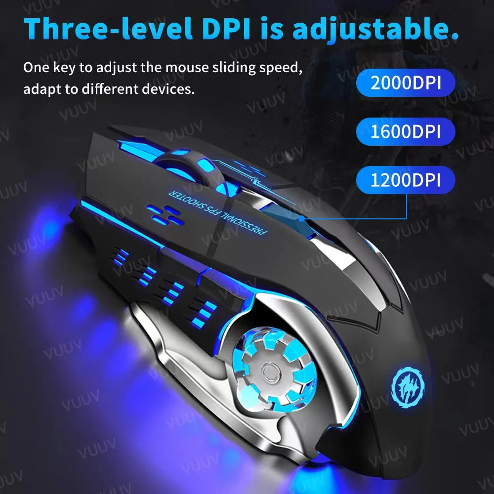 AIEACH Bluetooth Mouse Gaming Computer Rechargeable Wireless Mouse USB Mechanical E-Sports Backlight PC Gamer Mouse For Computer - PYJ IT Solutions Online Shop