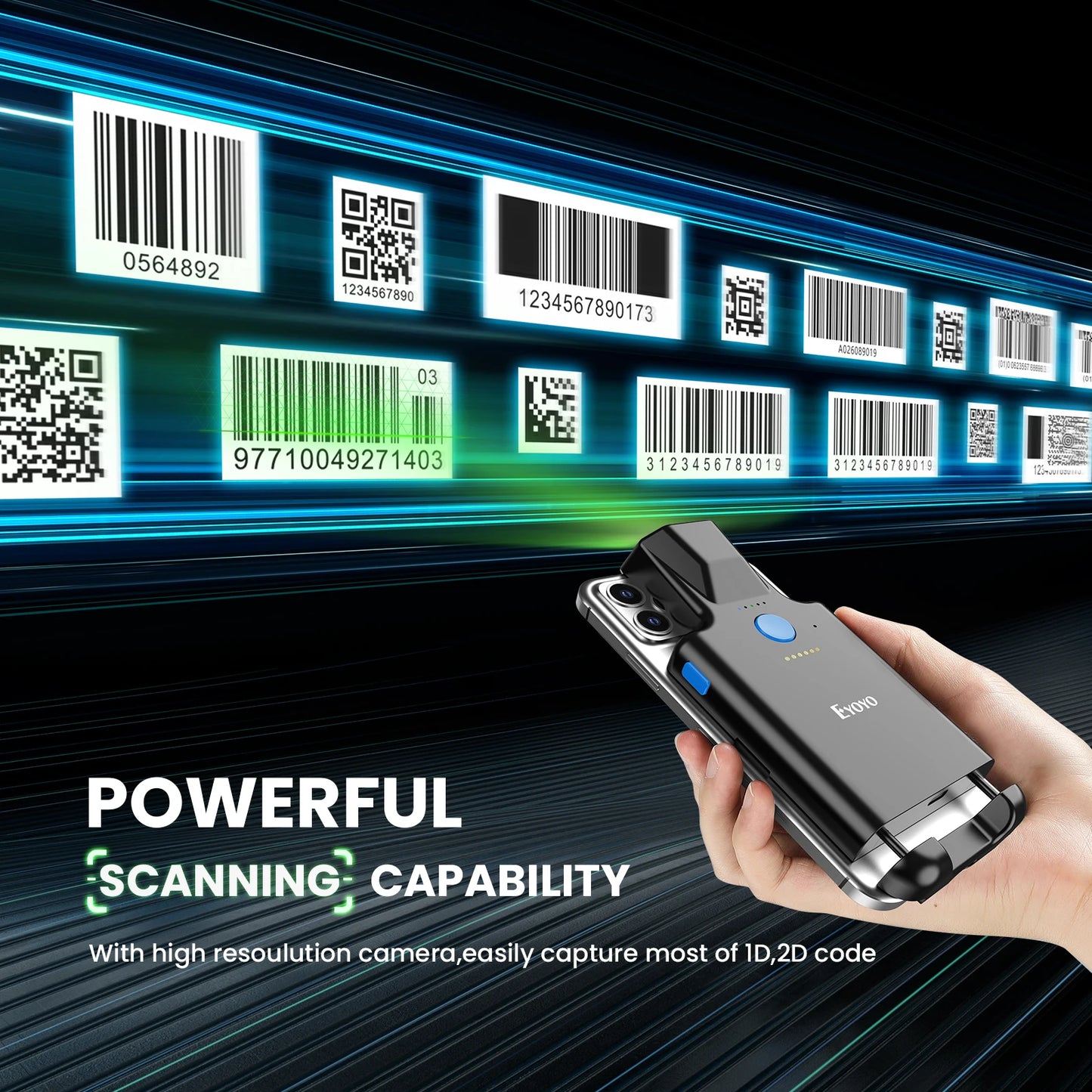 Eyoyo Portable 1D/2D Back Clip Bluetooth Barcode Reader Works With Phone,QR Image Maxicode PDF417 Screen Scanner 1600mAh Battery - PYJ IT Solutions Online Shop