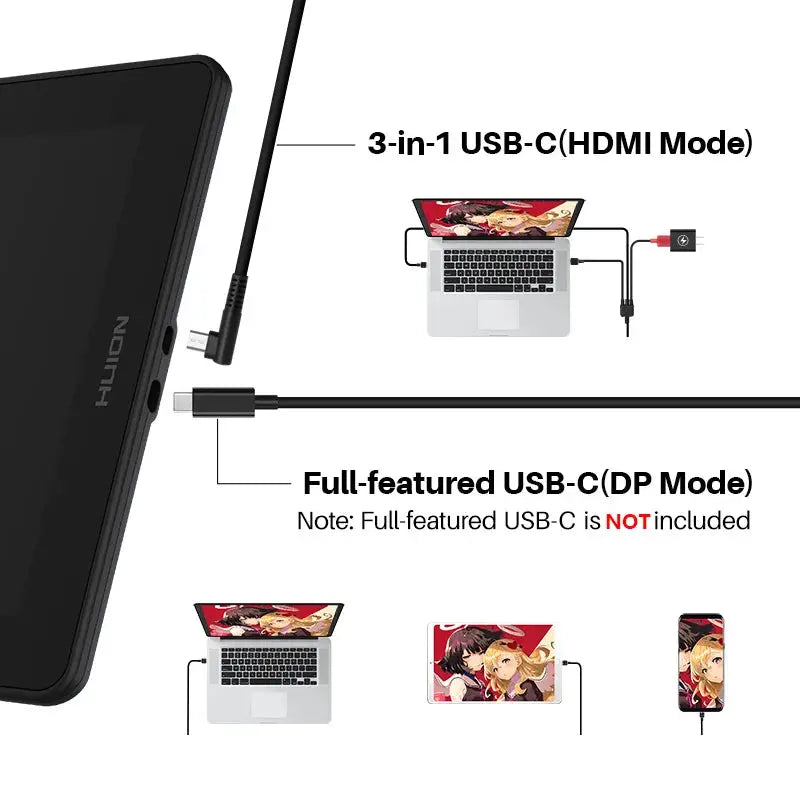 HUION Kamvas 16 2021 Graphics Tablets Monitor with Screen 15.6 Inch Drawing Display Digital Tablet for Android Device PC Win Mac - PYJ IT Solutions Online Shop