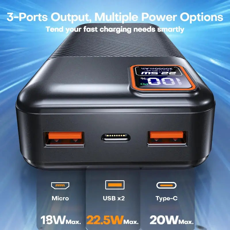 Tuodes Power Bank 20000mAh PD20W External Large Battery Capacity 22.5W Fast Charging Portable Charger For iPhone Samsung Xiaomi - PYJ IT Solutions Online Shop